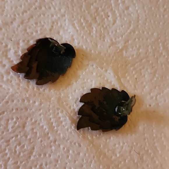 Vintage Copper leaf dangle/ brooch &‎ earrings - Picture 7 of 11